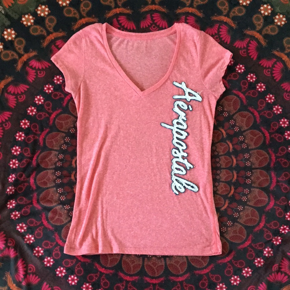 Aeropostale pink v neck tee